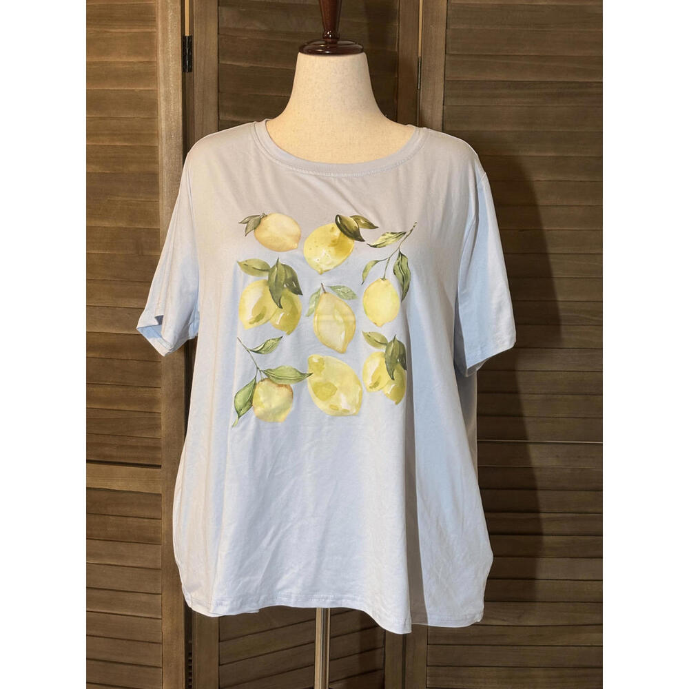 Light Blue Plus-Size Lemon T-Shirt